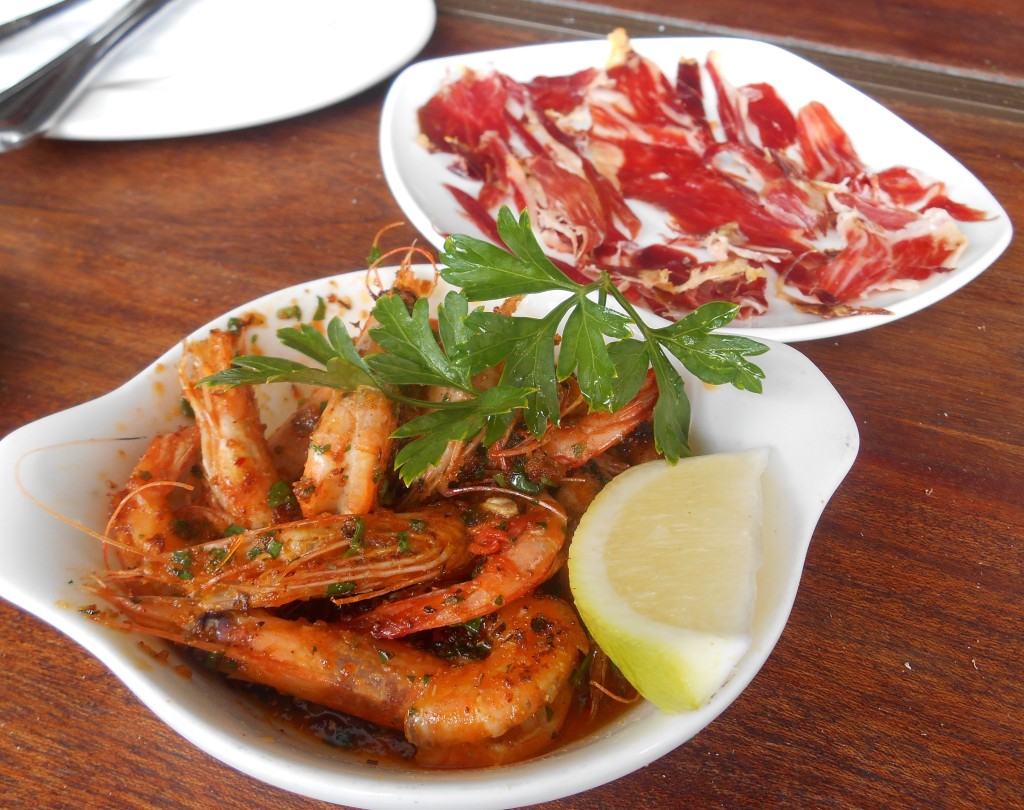 Chilli gambas and fabulous melt-in-the-mouth pata negra jamon