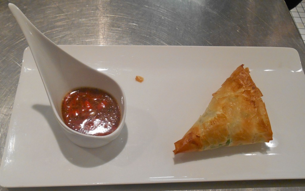Spicy prawn and potato samosas