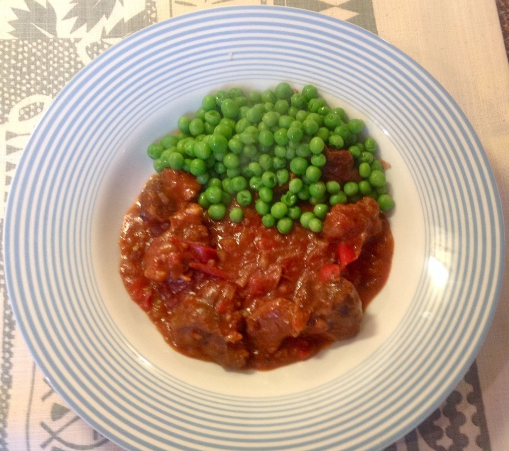 Add peas for a tasty combo of reds and greens