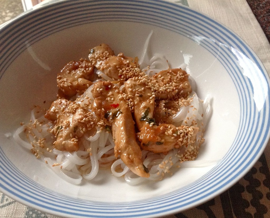Luscious chicken sprinkled with sesame seeds