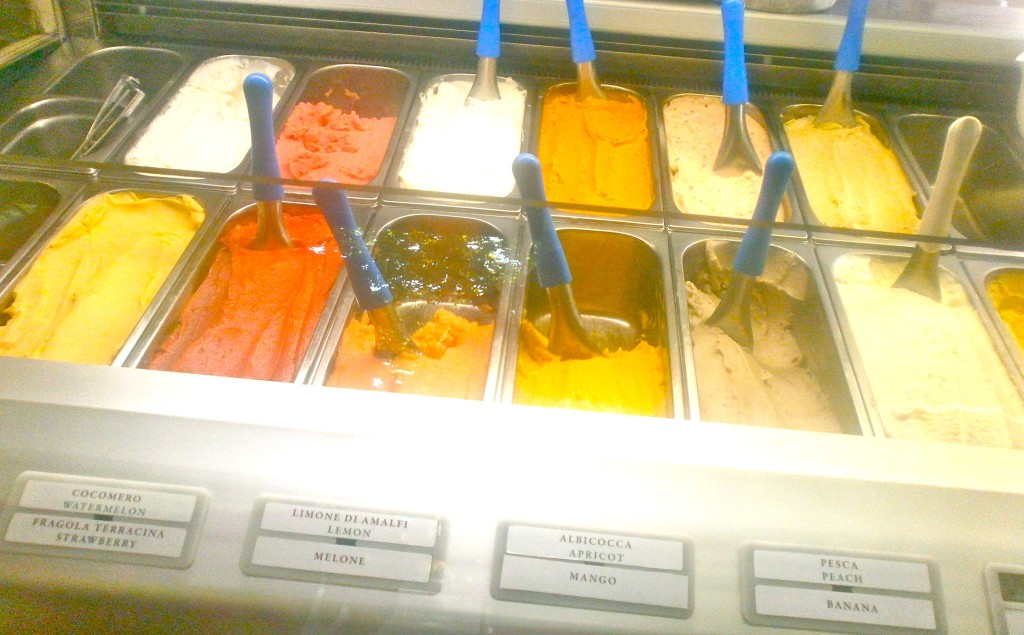 The hardest decision of the day? Which gelato to tuck into