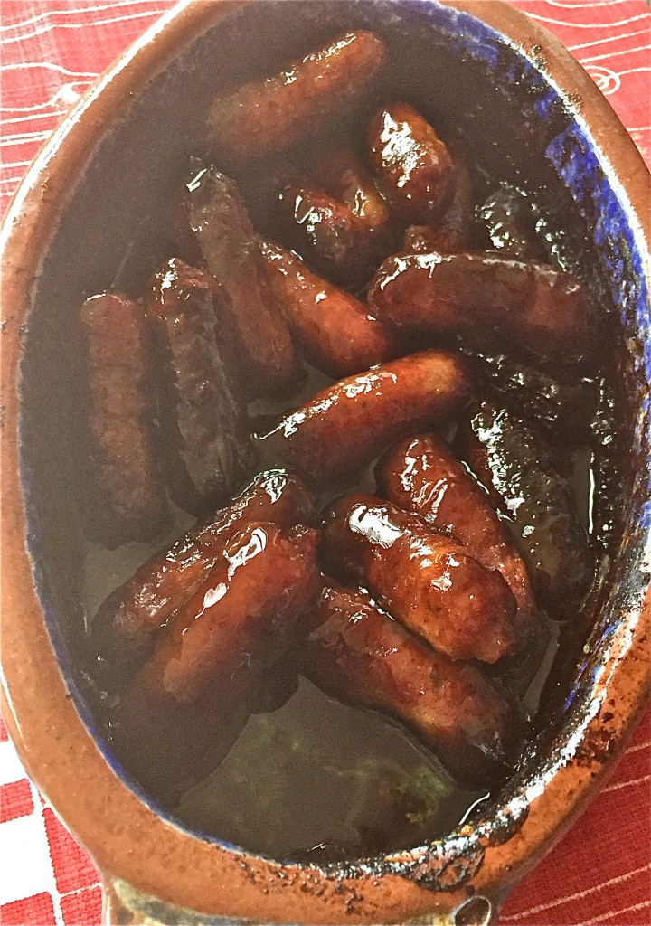 Deliciously glossy sausages that taste both sweet and mustardy hot