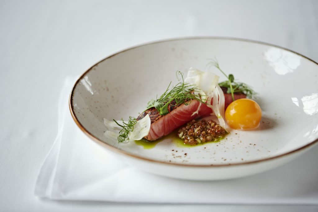 Cured Salmon with trout roe and dill