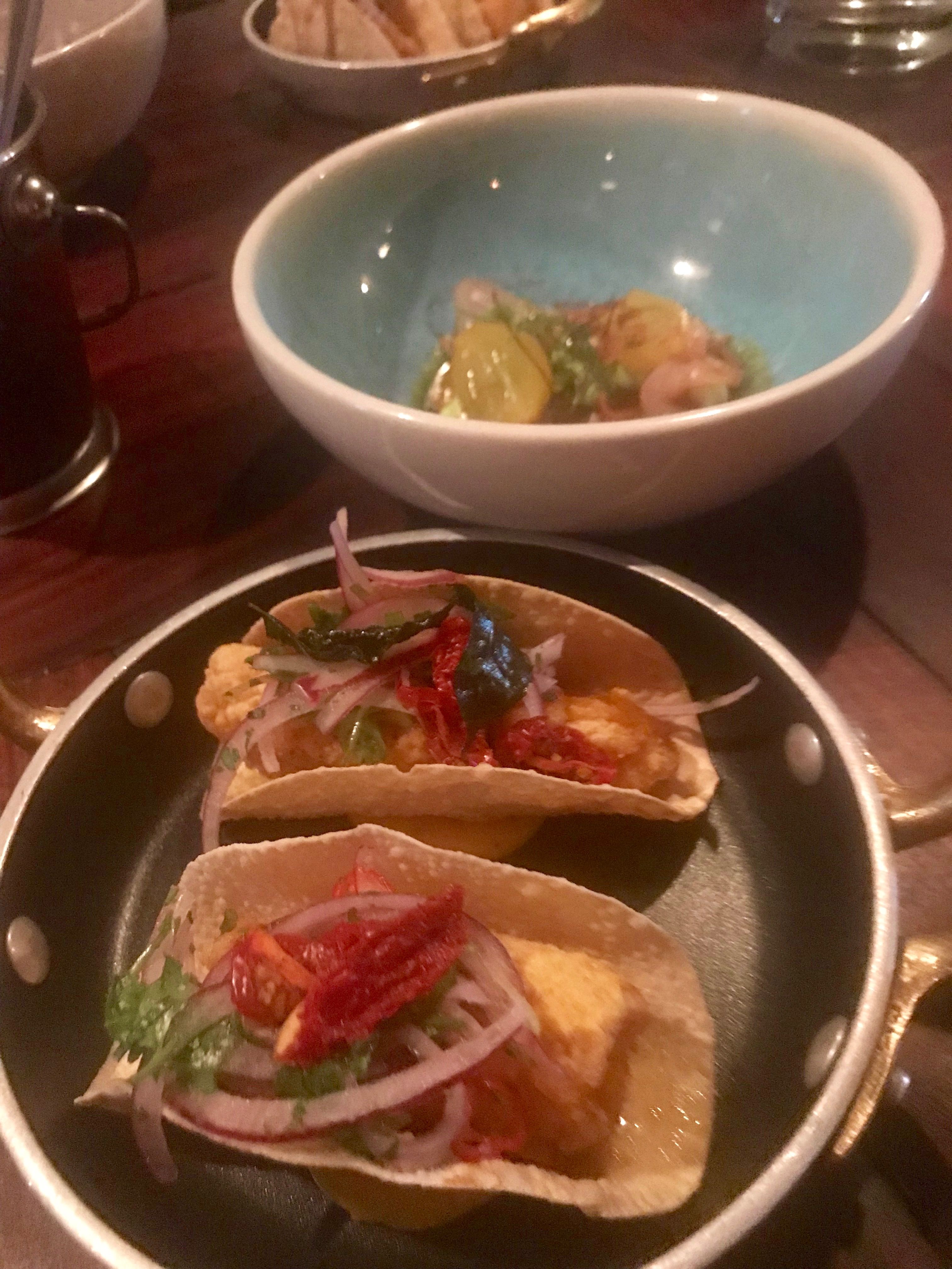Thali: fish tacos