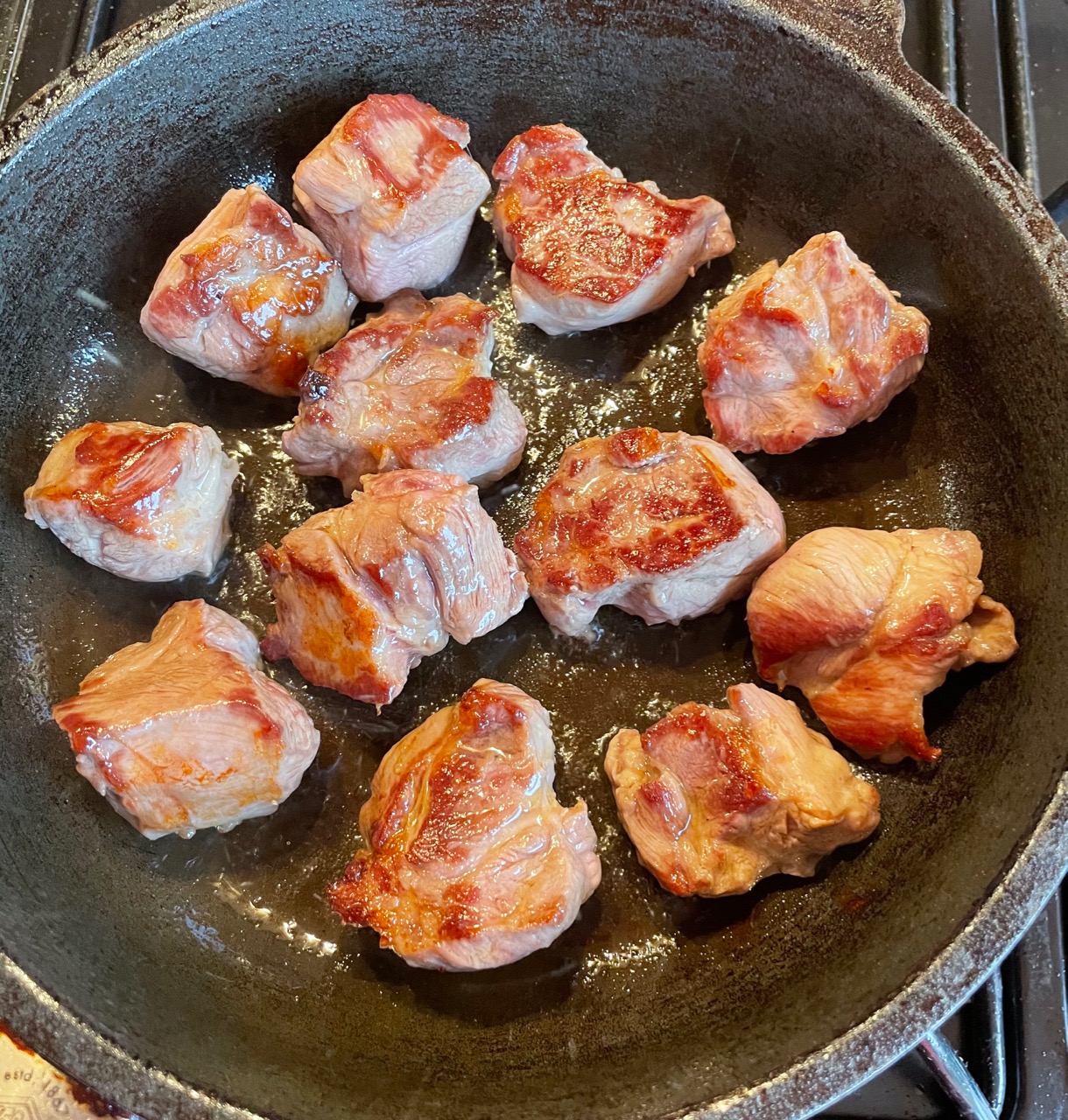 lamb browning in the pan