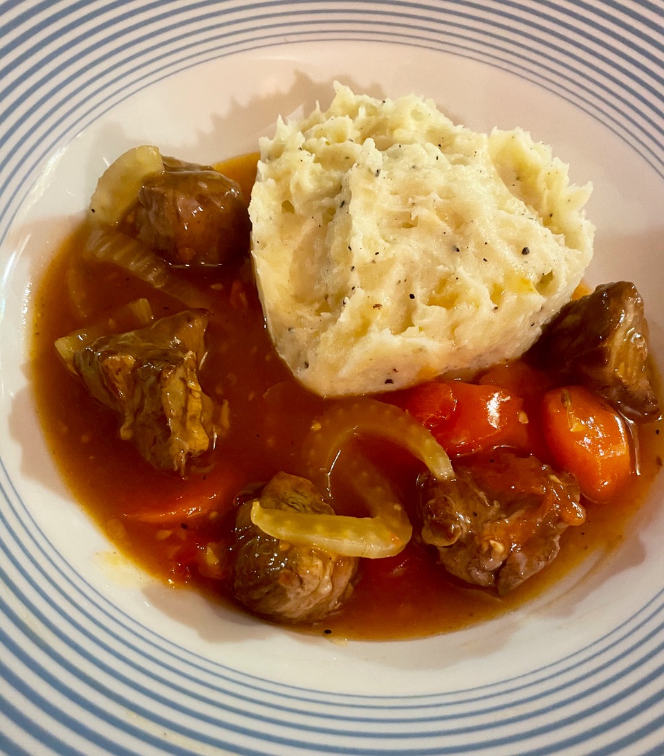 the final serving of lamb stew